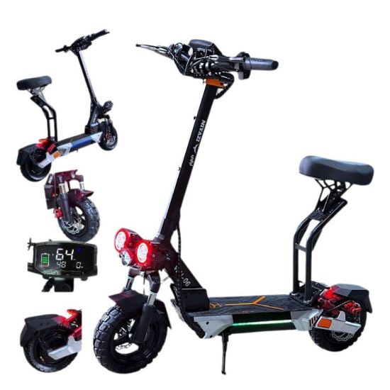 صورة سكوتر كهربائي مع مقعد ومساعدات